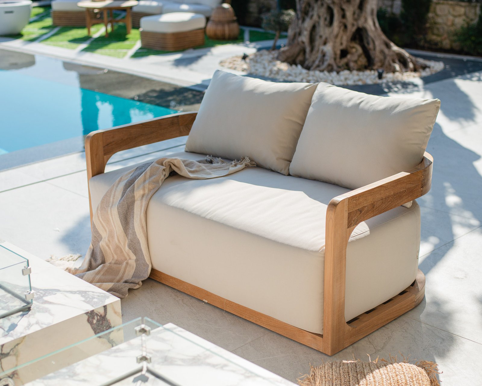 IBIZA SOFA TEAK 2 SEATER Thumbnail